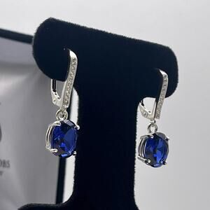 Beautiful 6ctw Oval Cut Sapphire Earrings in Sterling Silver